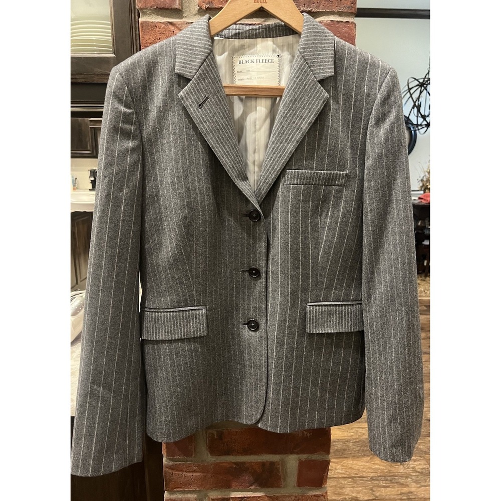 Brooks Brothers Black Fleece Thom Browne Women's BB4 Gray Stripe Wool Blazer